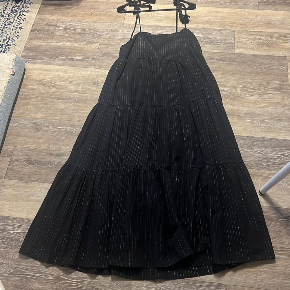 Anthropologie maxi tie dress , black and gold